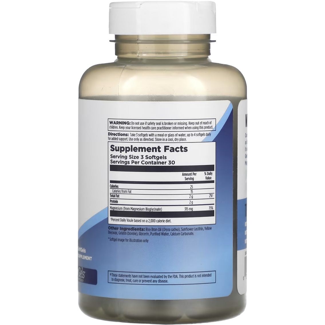 Магній гліцинат KAL High Absorption Magnesium Glycinate високої засвоюваності 315 мг 90 желатинових капсул - фото 2