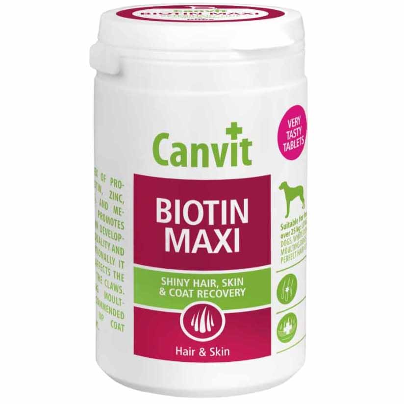 Витаминный комплекс для кожи, шерсти и когтей собак больших пород Canvit Biotin Maxi 230 г - фото 1