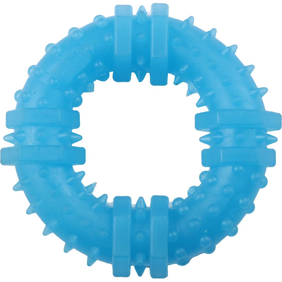 Игрушка для собак Agility кольцо с шипами 9 см голубая - фото 1
