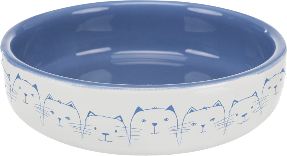 Миска для котів коротконосих порід Trixie керамічна, 0,3 л / 15 см, синій з білим (24770) - фото 1