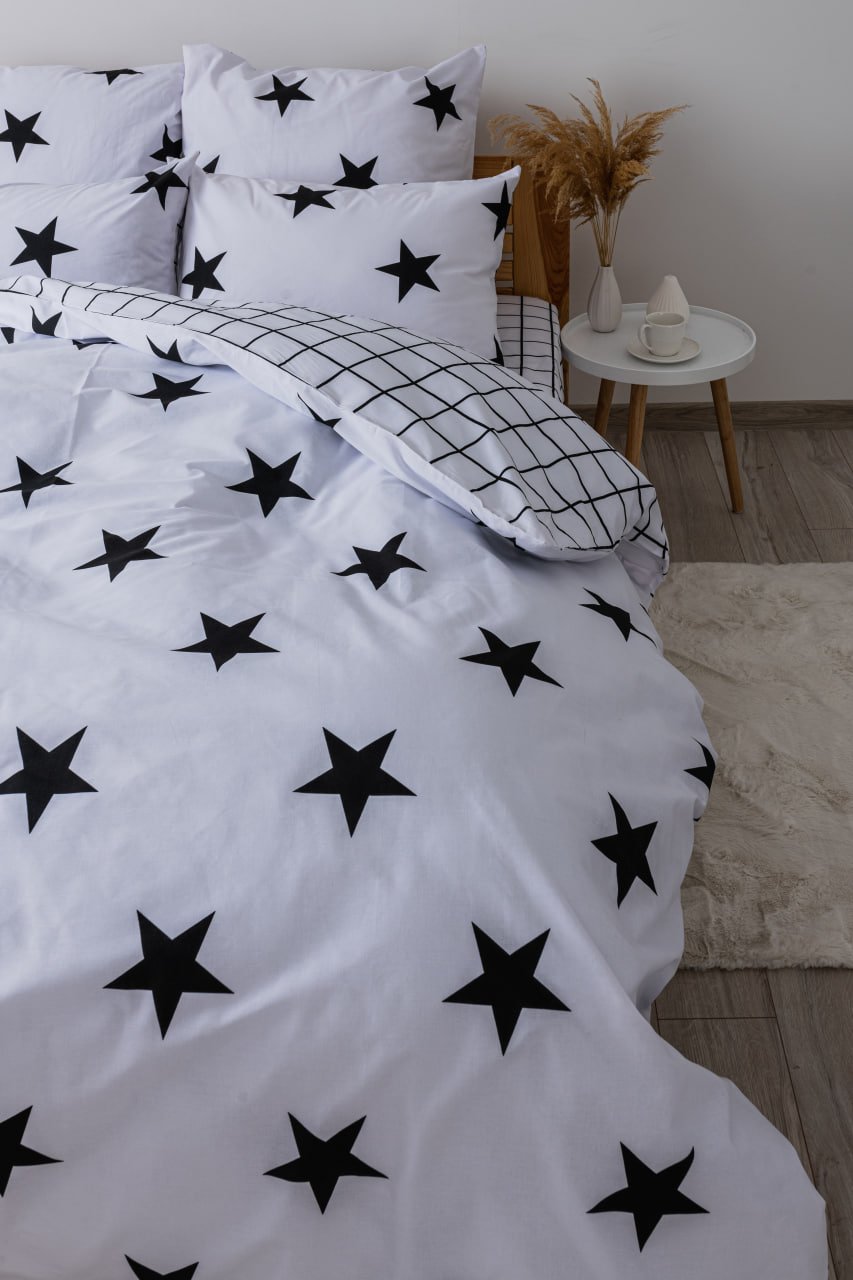 Комплект постельного белья ТЕП Soft dreams Morning Stars двуспальный черный с белым (2-03858_25301) - фото 3