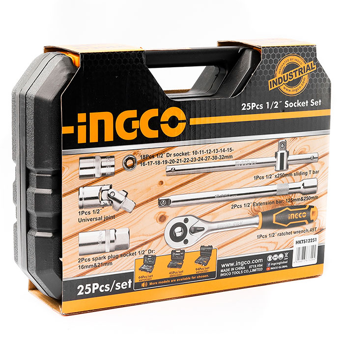 Набор торцевых головок с трещоткой Ingco Industrial 1/2" 25 предметов (HKTS12251) - фото 5