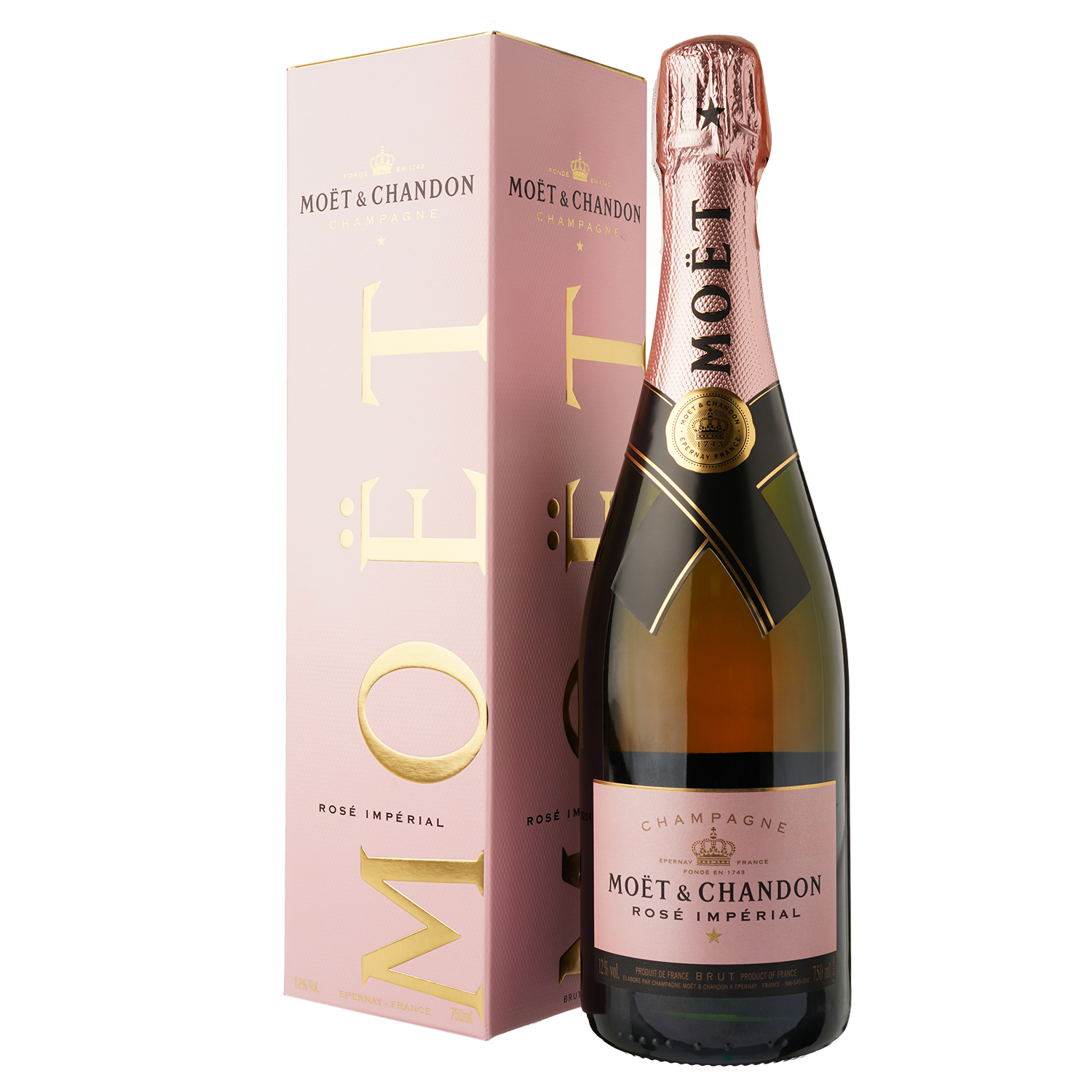 Шампанское Moet&Chandon Rose Imperial, розовое, брют, AOP, в коробке, 12%, 0,75 л (81157) - фото 1