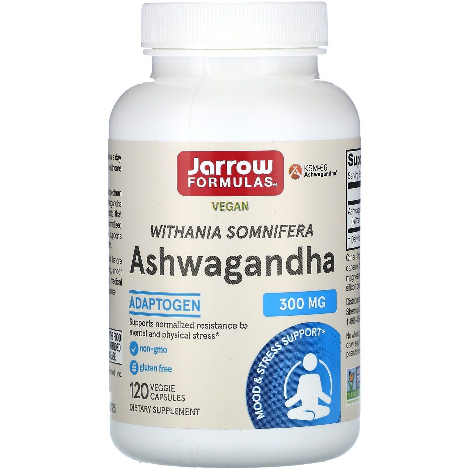 Ашваганда Jarrow Formulas Ashwagandha 120 вегетарианских капсул - фото 1