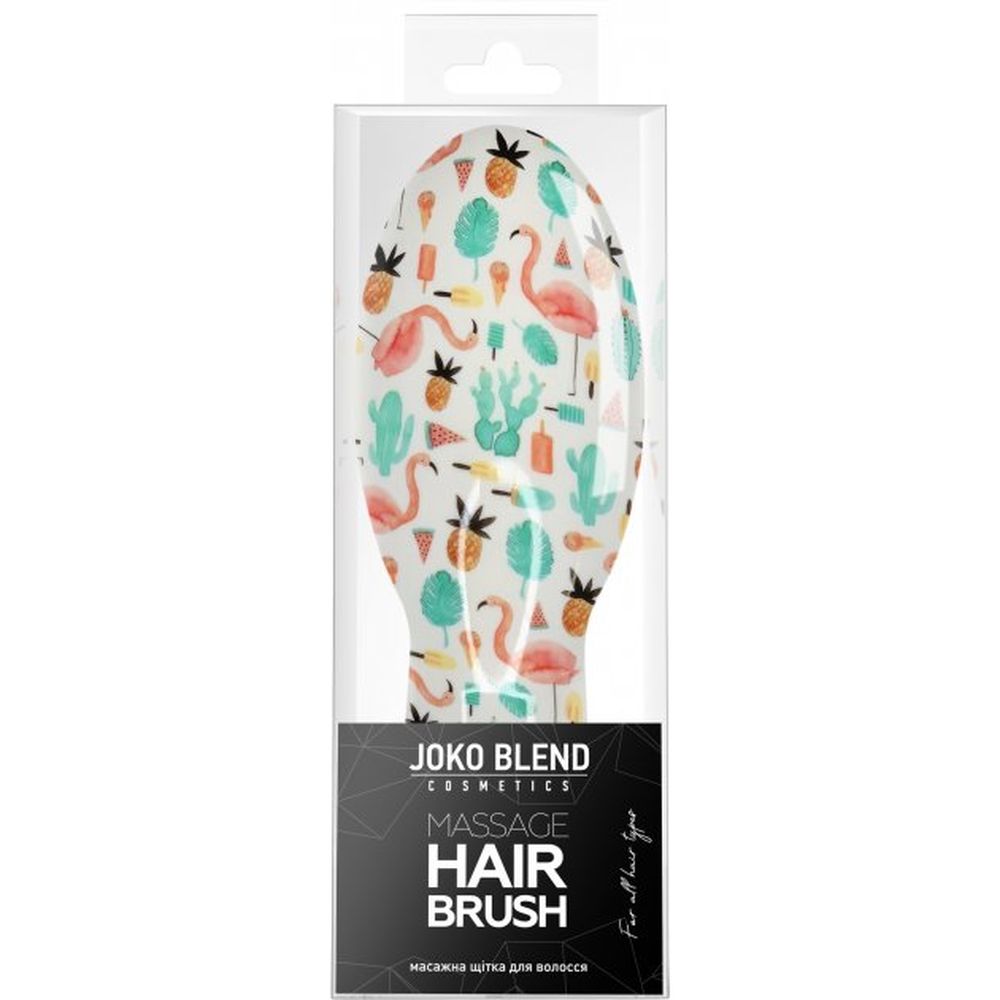 Масажна щітка для волосся Joko Blend Summer Sparkle Hair Brush, блакитний з фламінго та кактусами - фото 3