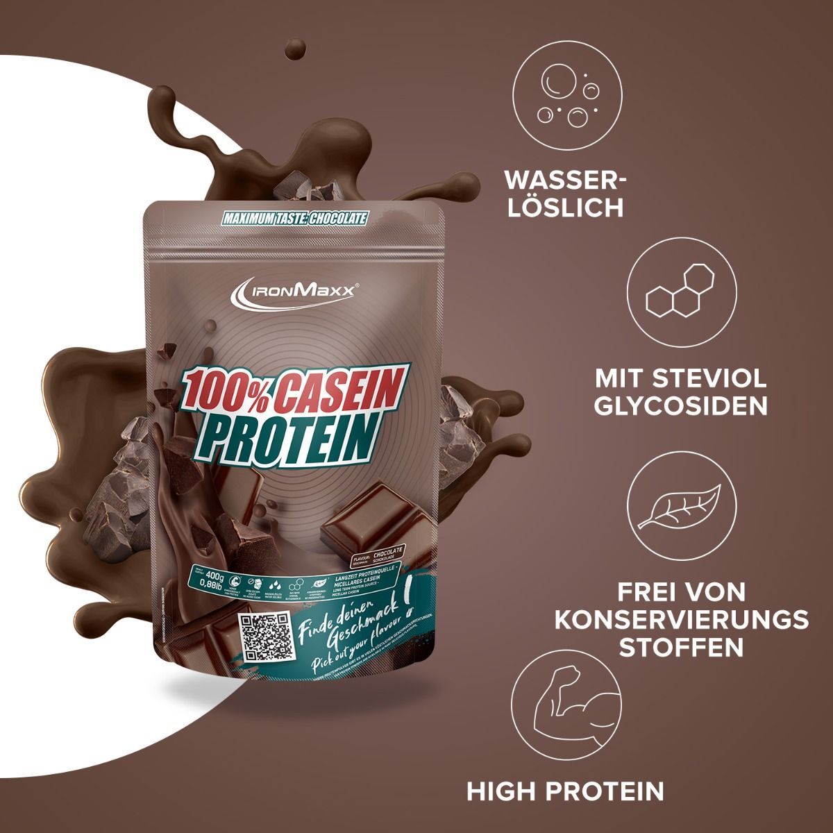 Протеїн IronMaxx 100% Casein Protein Шоколад 400 г - фото 2