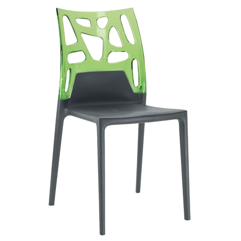 Стул Papatya Ego-Rock, антрацит сиденье, верх прозрачно-зеленый (388696) - фото 1