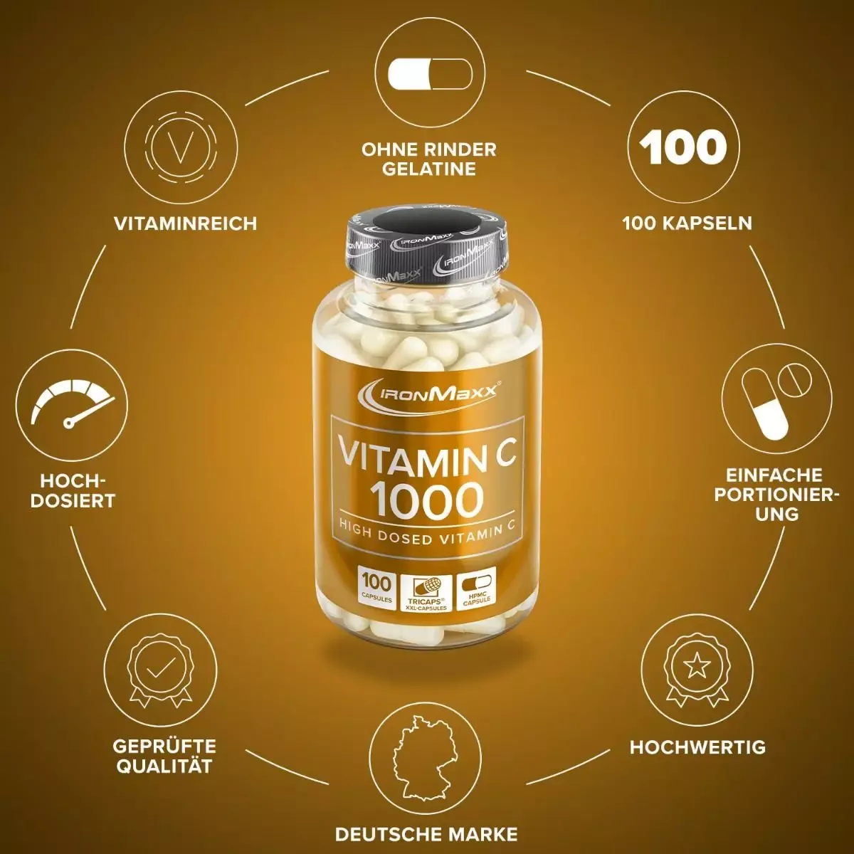 Вітамін IronMaxx Vitamin C 1000 мг 100 капсул - фото 3