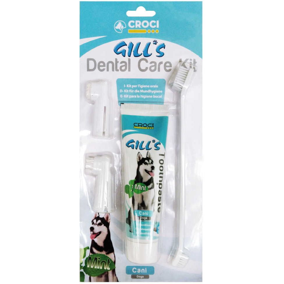 Зубна паста для собак і котів Croci Gills м'ята + 3 щітки - фото 1