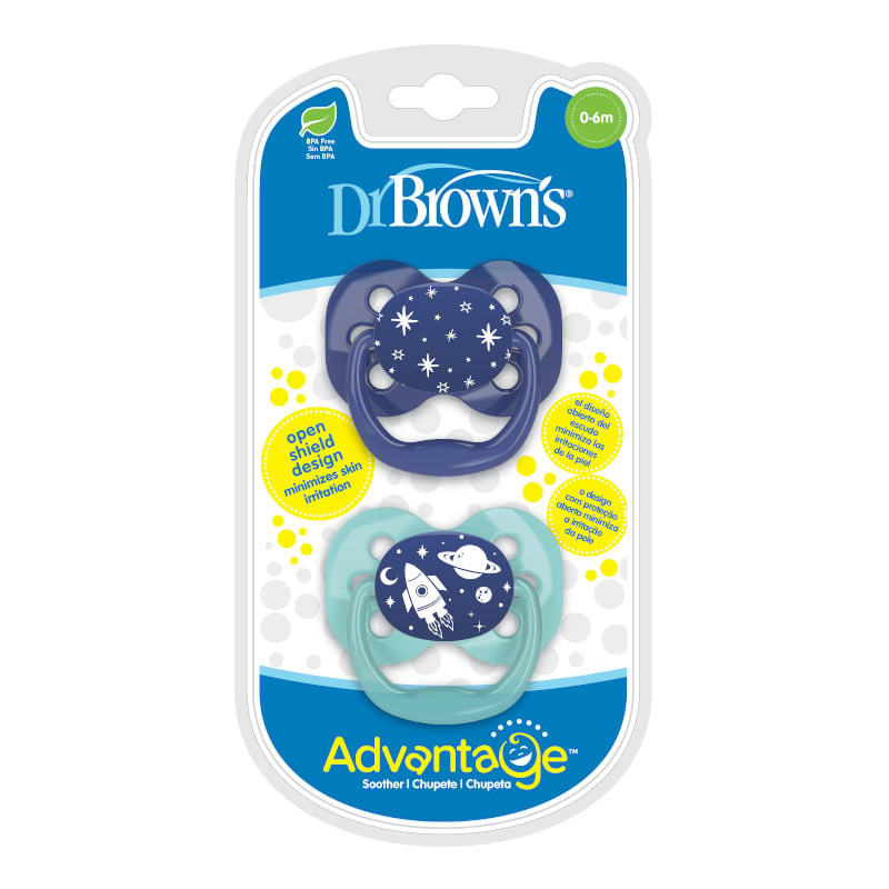 Пустышка Dr. Brown's Advantage Голубой космос, 0-6 мес., голубой, 2 шт. (PA12002-INTLX) - фото 1