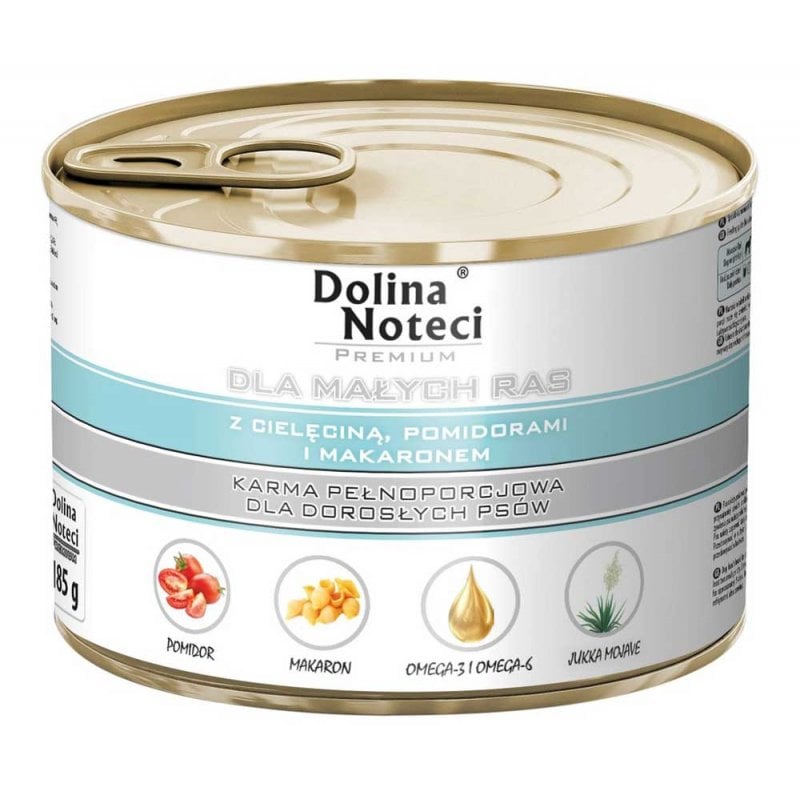 Вологий корм для собак Dolina Noteci Premium з телятиною, помідорами та макаронами, 185 г - фото 1