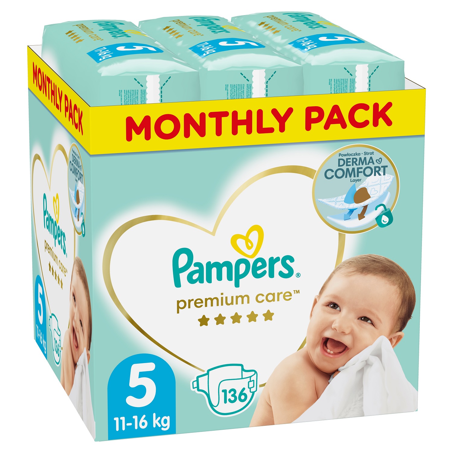 Набор подгузников Pampers Premium Care 5 (11-16 кг), 136 шт. (2 уп. по 68 шт.) - фото 1