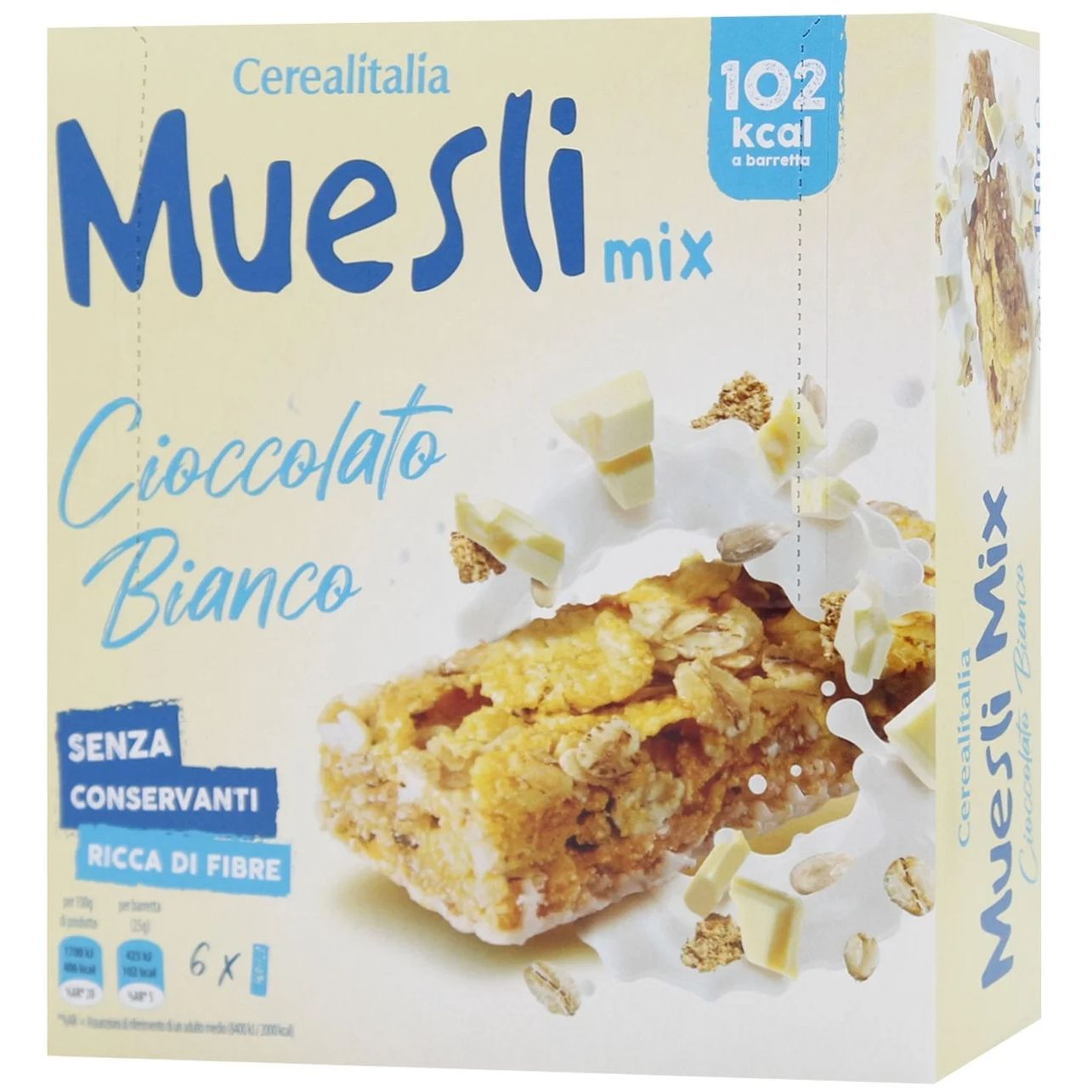 Батончик Cerealitalia Muesli Mix Белый шоколад зерновой 150 г (6 шт. х 25 г) - фото 1