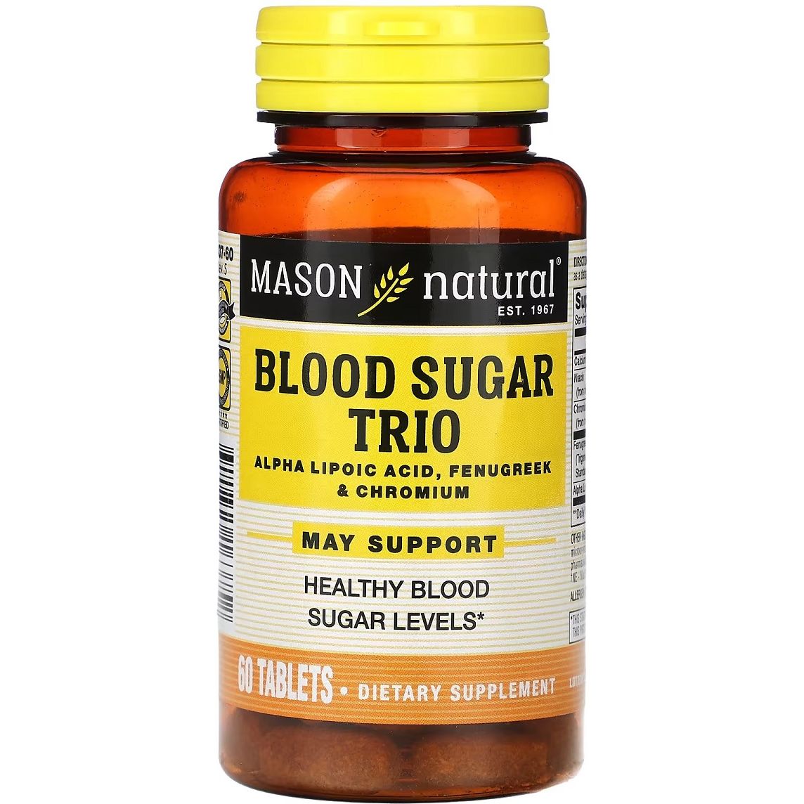 Комплекс для баланса сахара в крови Mason Natural Blood Sugar Trio 60 таблеток - фото 1