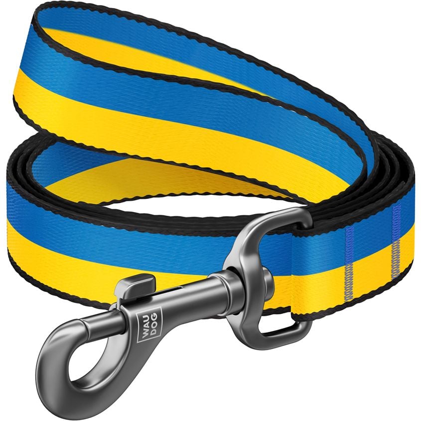 Повідець для собак Waudog Nylon Colors of freedom, нейлоновий, M, 122х2 см, жовтий з блакитним - фото 1
