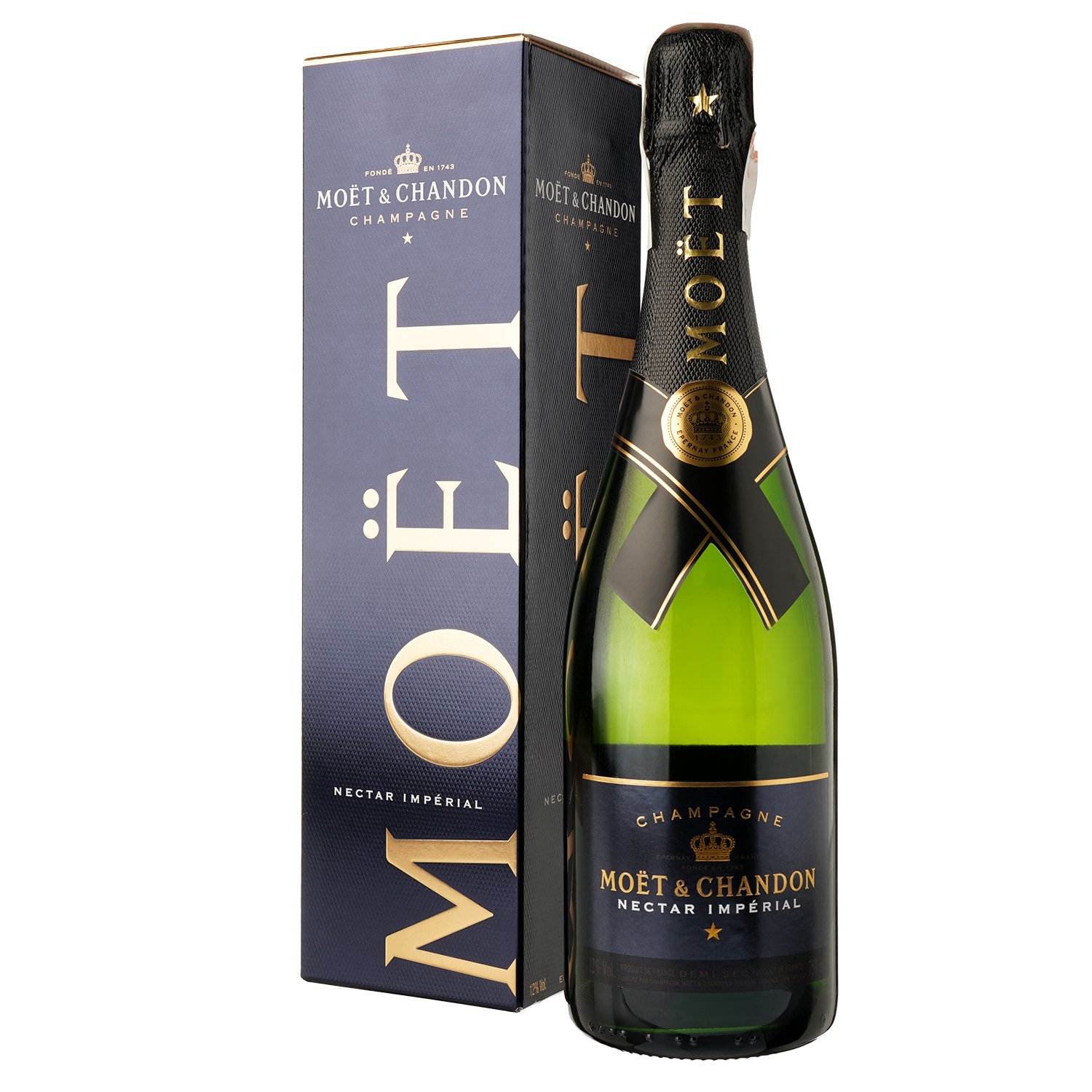 Шампанское Moet&Chandon Nectar Imperial, белое, полусухое, AOP, 12%, 0,75 л (81162) - фото 1