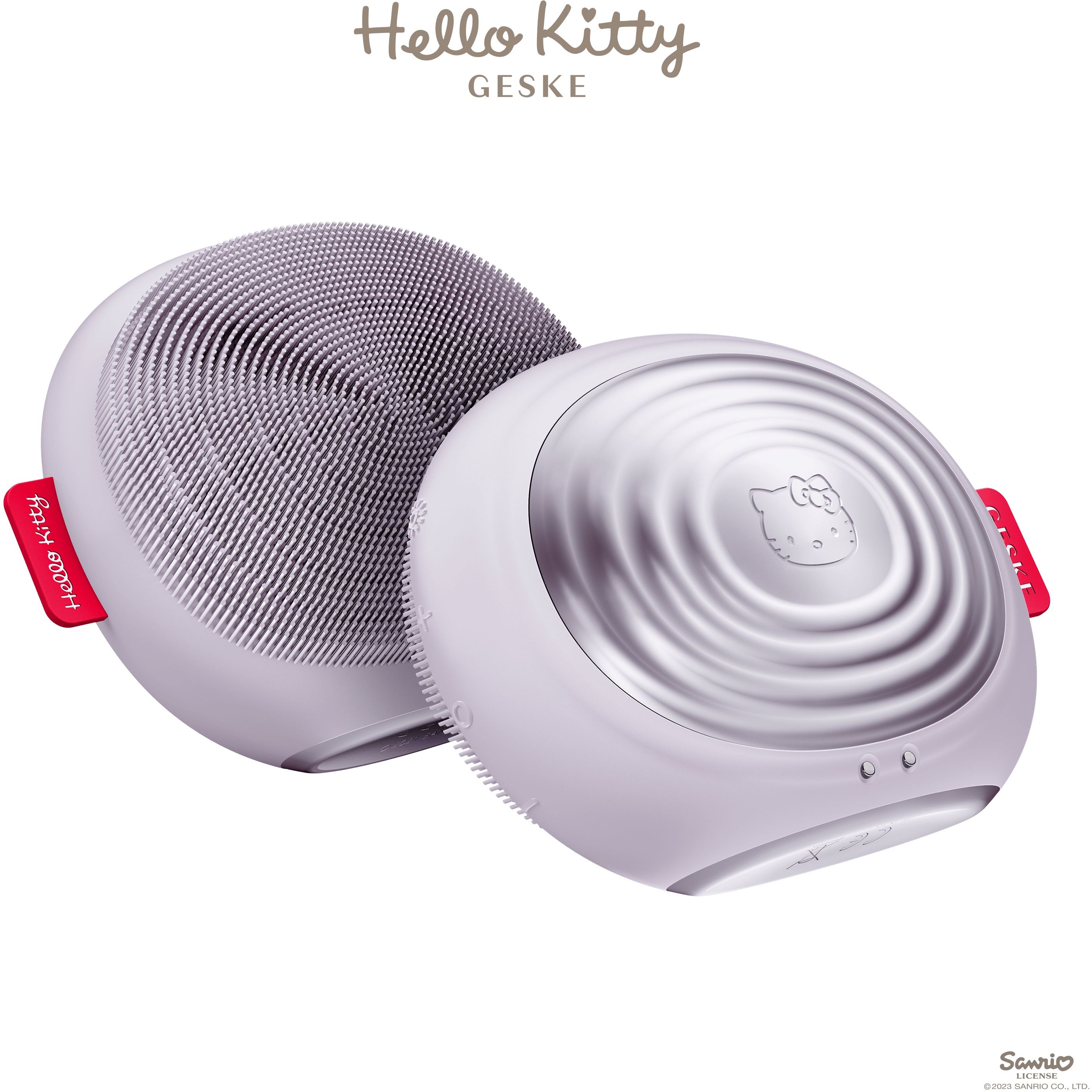 Электронная звуковая термо щетка для лица GESKE Sonic Thermo Facial Brush 5 в 1 by Hello Kitty фиолетовая - фото 3