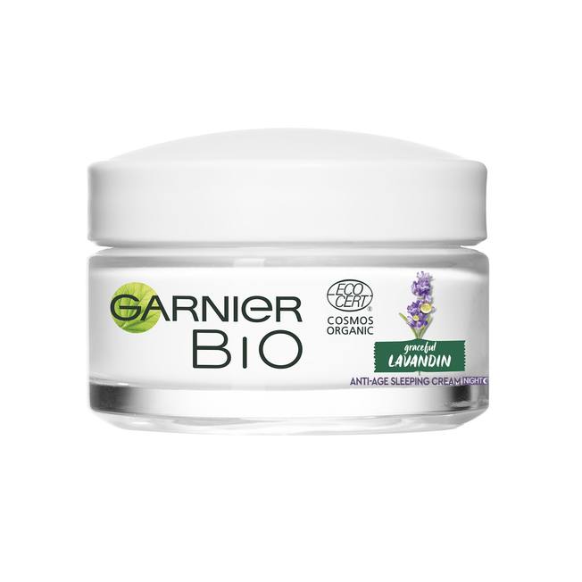 Нічний антивіковий крем для шкіри обличчя Garnier Bio з екстрактом лавандину, 50 мл (C6388100) - фото 1