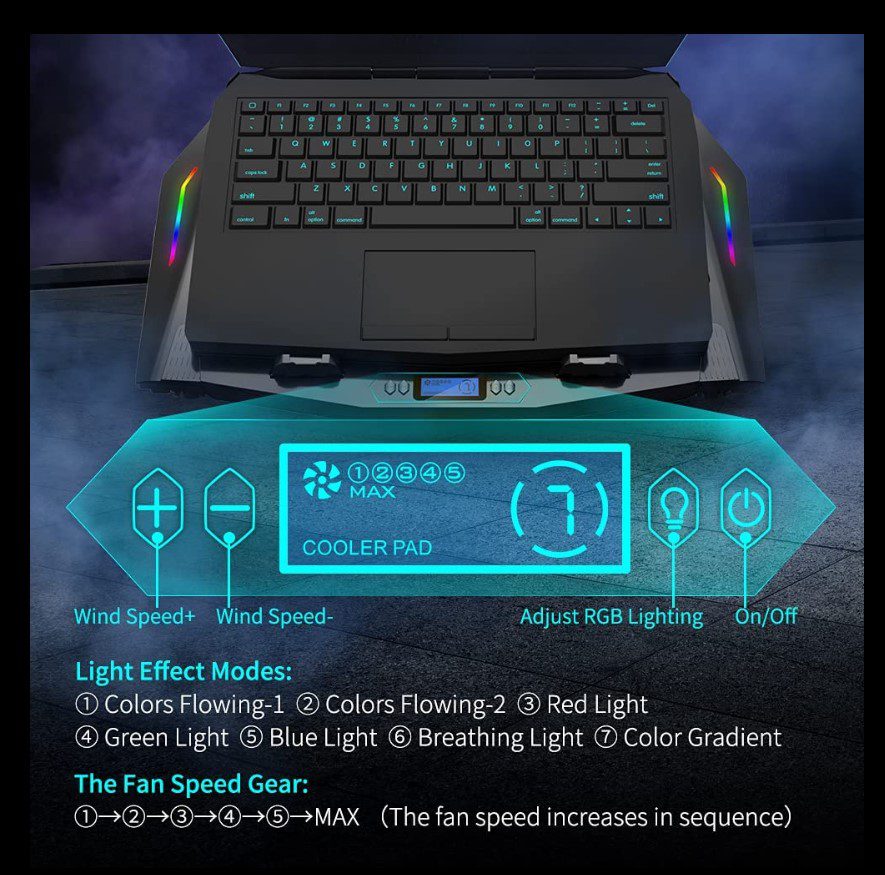 Охлаждающая подставка для ноутбука Ice Coorel N10 RGB 15-21 дюймов  - фото 2