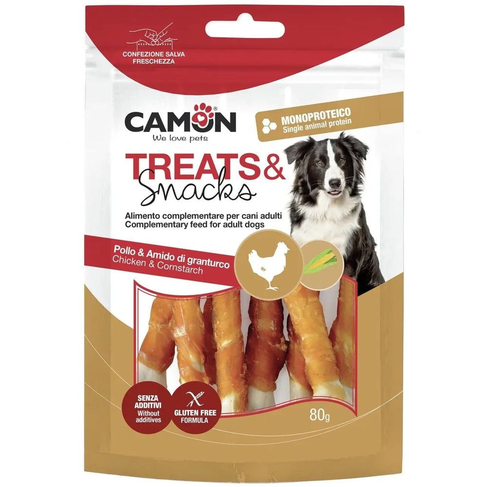 Ласощі для собак Camon Treats & Snacks Кальцієві кісточки для собак з куркою 80 г - фото 1