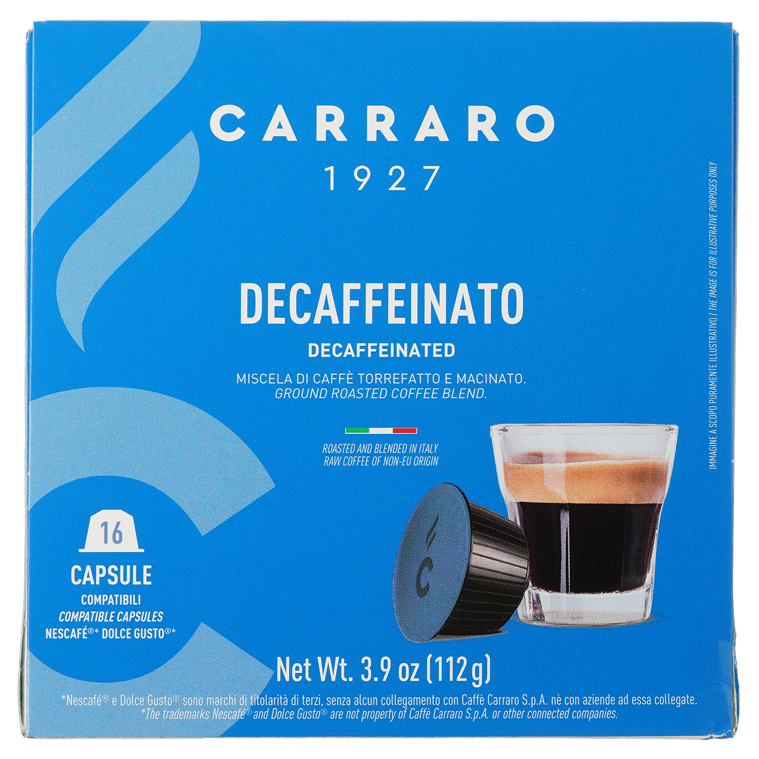 Кава в капсулах Carraro Lavazza A Modo Mio Decaffeinato, 16 капсул - фото 1