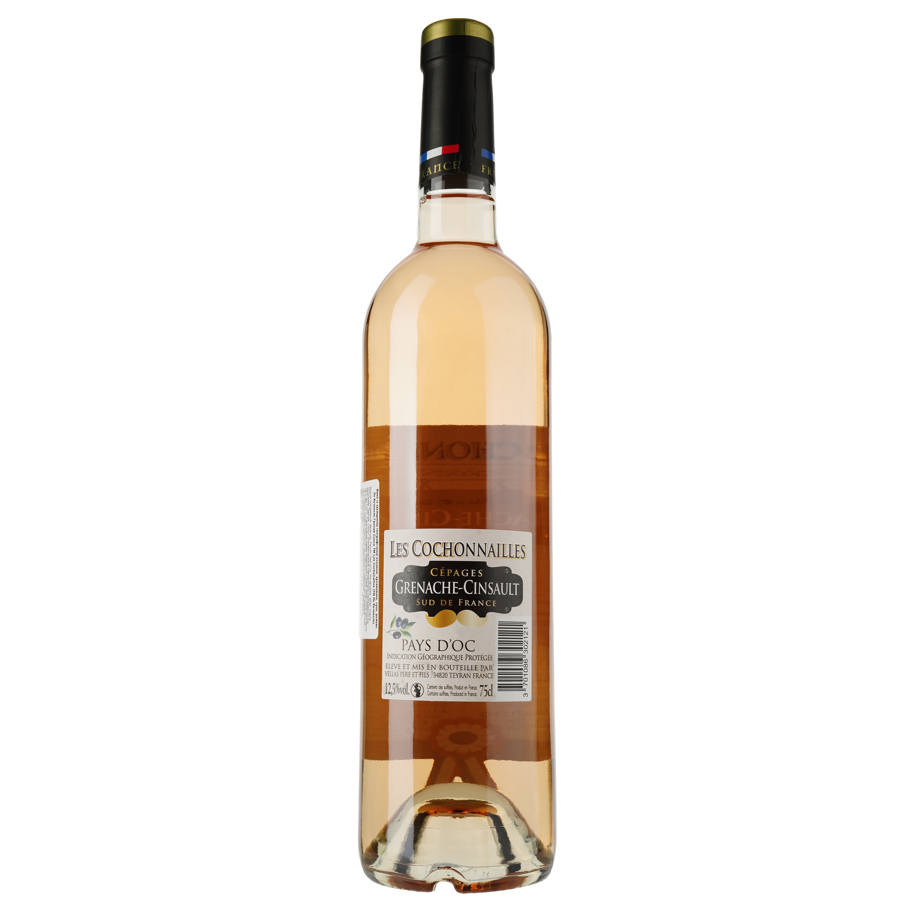 Вино Les Cochonnailles Grenache Cinsault IGP Pays D'Oc, розовое, сухое, 0,75 л - фото 2
