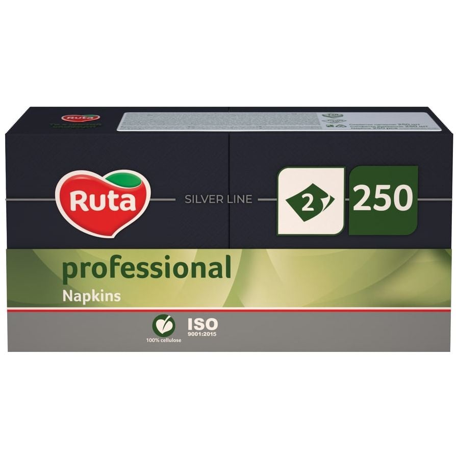 Серветки Ruta Professional, двошарові, 32,5х32,5 см, 250 шт., чорні - фото 1