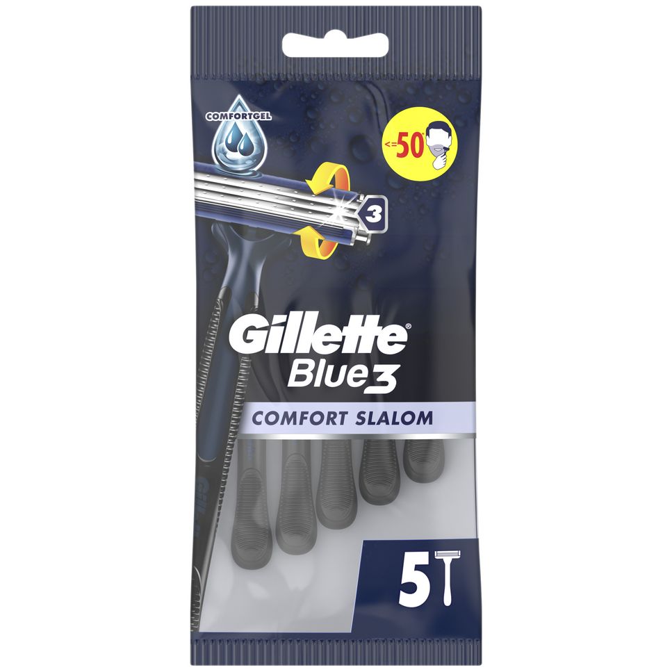 Одноразові станки для гоління Gillette Blue 3 Comfort Slalom, 5 шт. - фото 2
