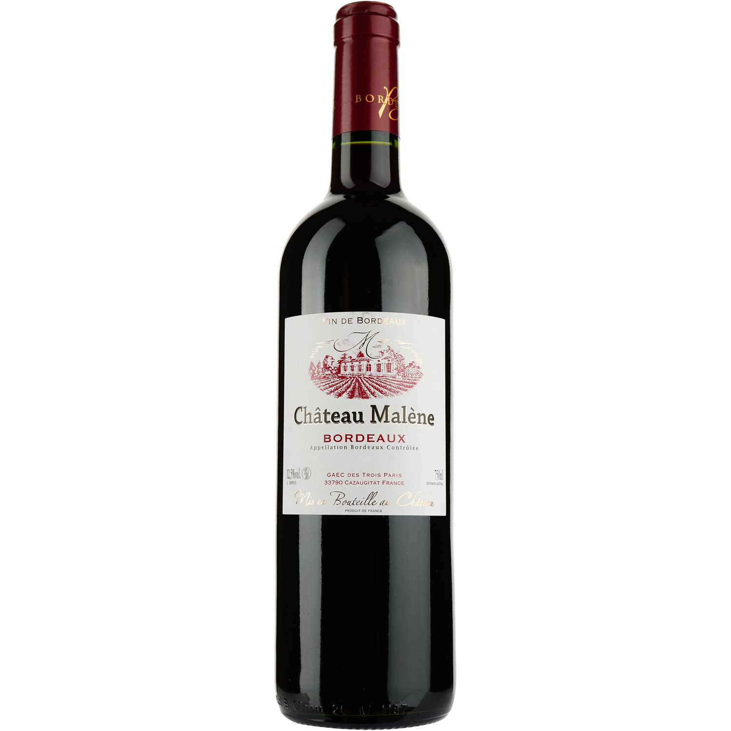 Вино Chateau Malene AOP Bordeaux 2018, красное,сухое, 0,75 л - фото 1