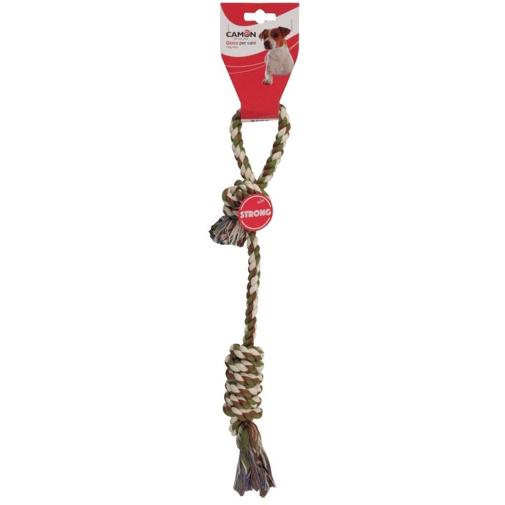 Игрушка для собак Camon веревка с 2 узлами и петлей-ручкой, 47 см - фото 1