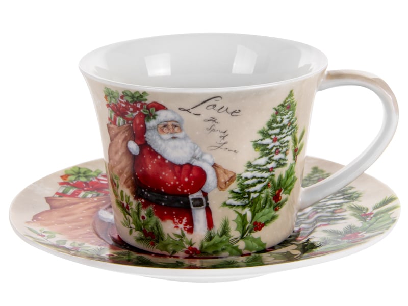 Чашка с блюдцем Lefard Рождество, 220 мл, бежевый (924-655) - фото 1