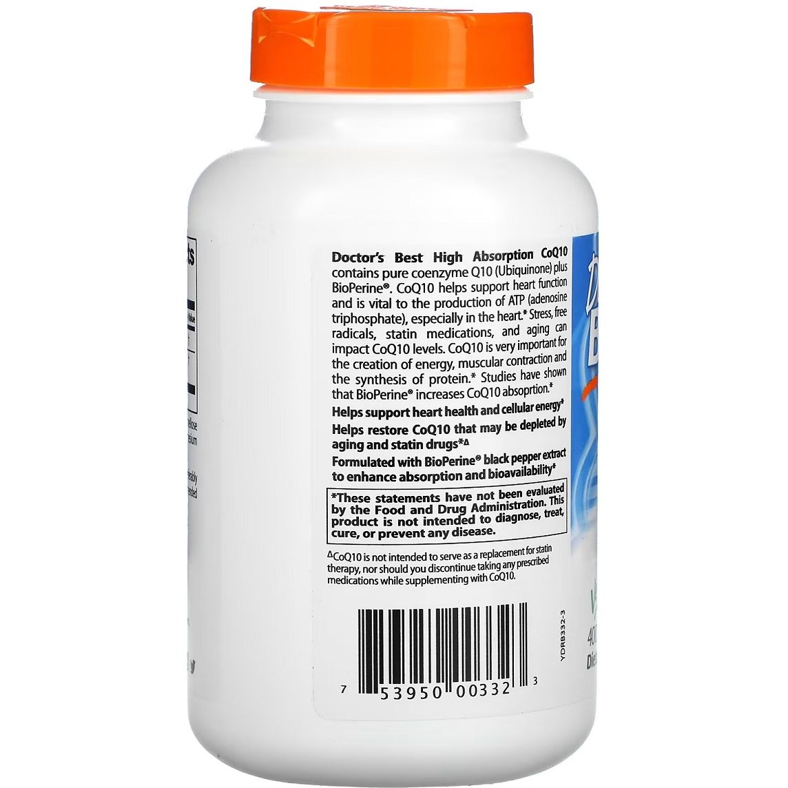 Коензим Q10 з біоперином Doctor's Best High Absorption CoQ10 with BioPerine 400 мг 180 вегетаріанських капсул - фото 3