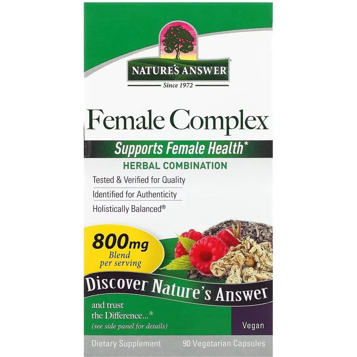 Женский травяной комплекс Nature's Answer Female Complex Herbal Combination 800 мг 90 вегетарианских капсул - фото 2