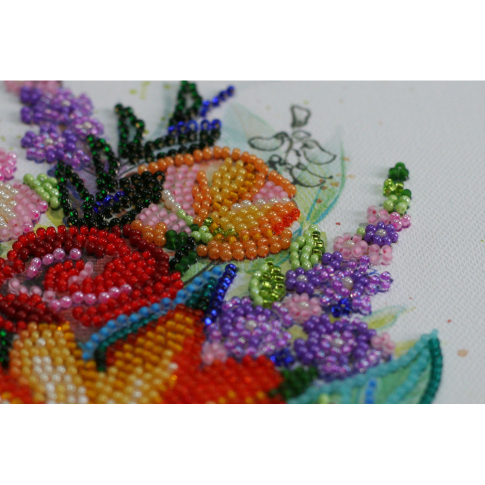 Набор-миди для вышивки бисером Abris Art Цветочная феерия AMB-067 20х20 см - фото 3