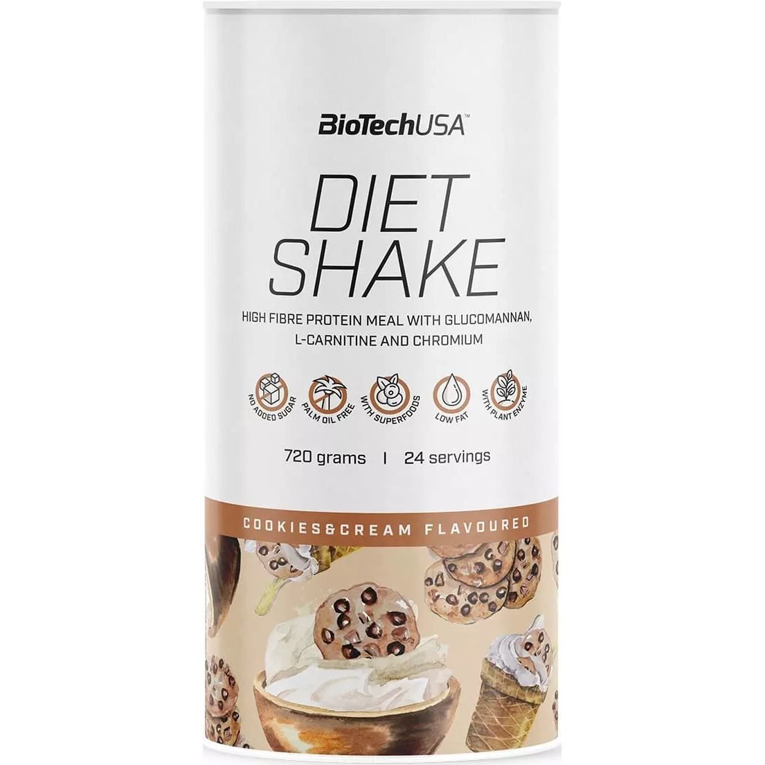 Протеїн Biotech Diet Shake Cookies & Cream 720 г - фото 1