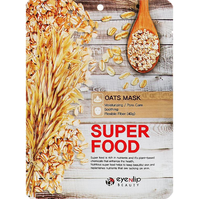 Маска тканинна живильна для обличчя Eyenlip Super Food Oats Mask з екстрактом вівса 23 мл - фото 1