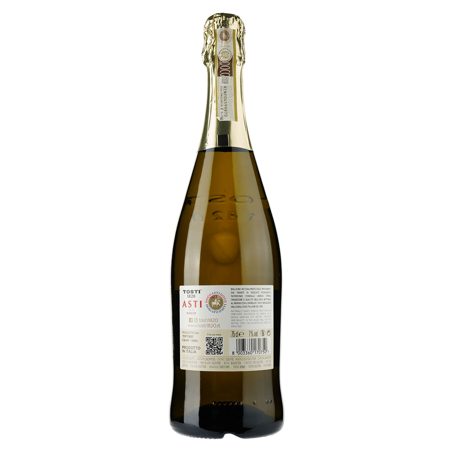 Ігристе вино Tosti Asti DOCG, біле, солодке, 7,5%, 0,75 л - фото 2