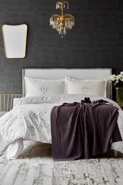 Набор постельное белье с пледом Karaca Home Quatre delux murdum 2020-1, евро, фиолетовый, 5 предметов (svt-2000022237086) - фото 1