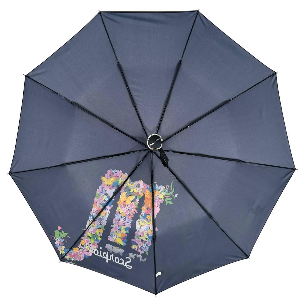 Женский складной зонтик полный автомат Rain 98 см черный - фото 4