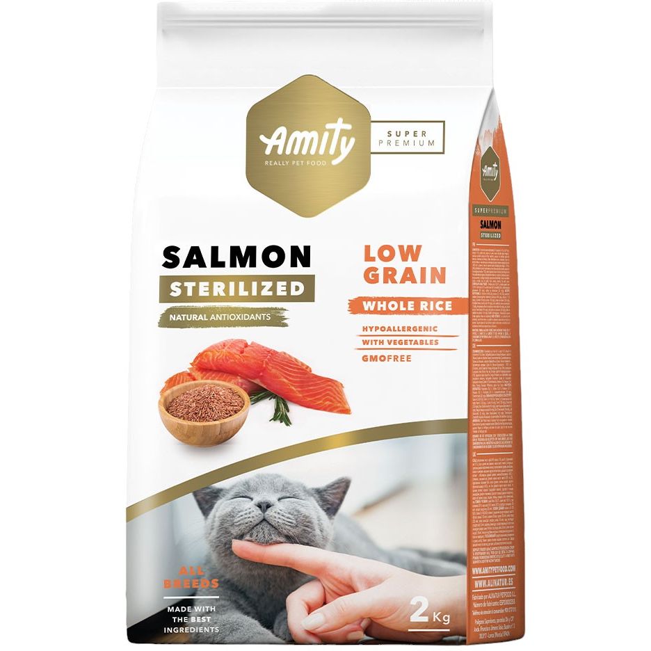 Сухий корм для стерилізованих котів Amity Super Premium Cat Sterilized Salmon з лососем 2 кг - фото 1