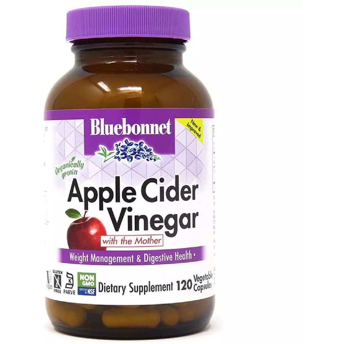 Яблучний оцет Bluebonnet Nutrition Apple cider vinegar 120 вегетаріанських капсул - фото 1