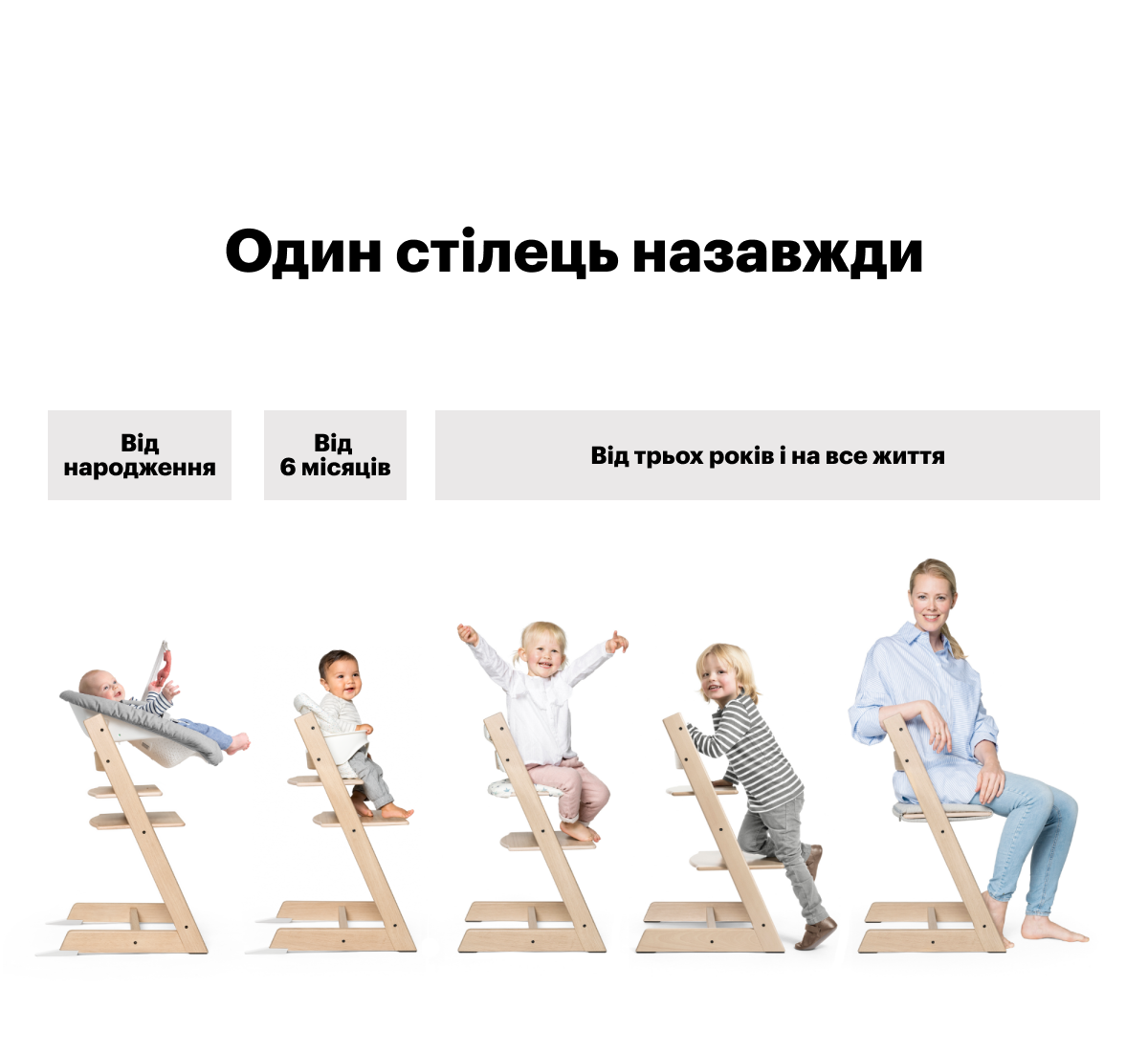 Набір Stokke Tripp Trapp Natural: стільчик, спинка з обмежувачем Baby Set і крісло для новонароджених Newborn (k.100101.00) - фото 5