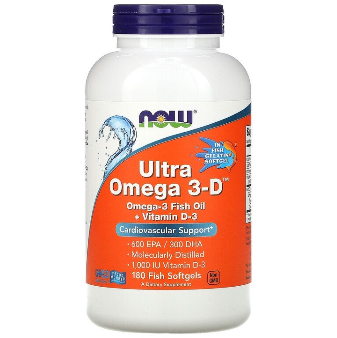 Ультра Омега 3 и Витамин D Ultra Omega 3-D Now Foods 180 гелевых капсул - фото 1