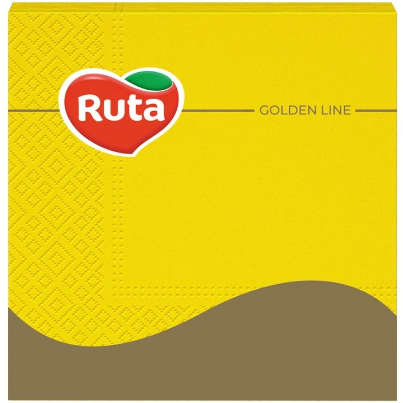Салфетки Ruta, трехслойные, 33х33 см, 20 шт., желтые - фото 1