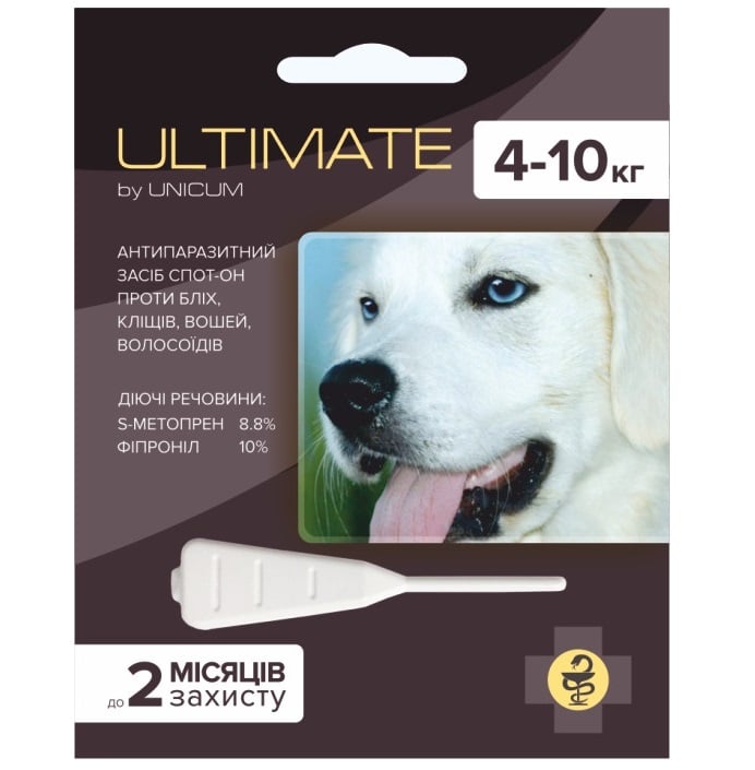 Краплі Unicum Ultimate від бліх, кліщів, вошей та власоїдів для собак, 4-10 кг (UL-044) - фото 1