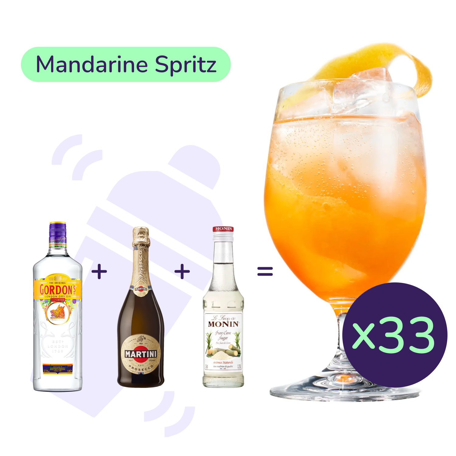 Коктейль Mandarine Spritz (набор ингредиентов) х33 на основе Gordon's - фото 1