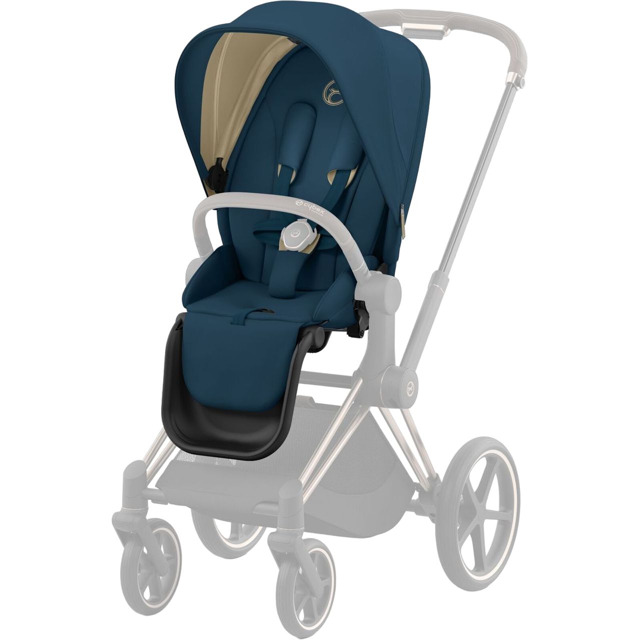 Люлька Cybex Priam Lux Mountain Blue + Комплект текстиля Cybex Priam Mountain Blue + Шасси Cybex Priam с каркасом LS RBA Chrome Brown - фото 7