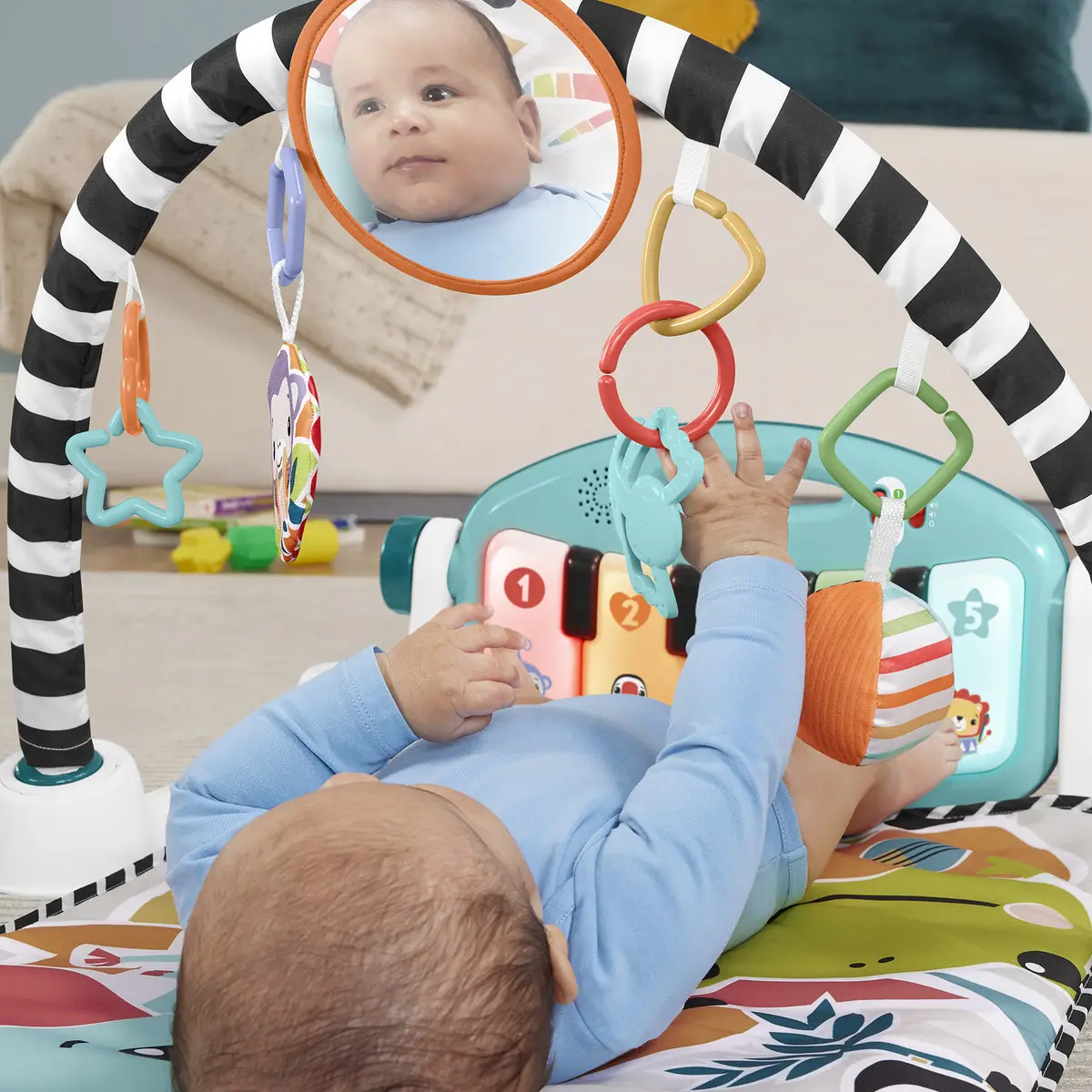 Коврик-игровой центр с технологией Smart Stages Fisher-Price Нажми и играй (англ.) голубой - фото 4