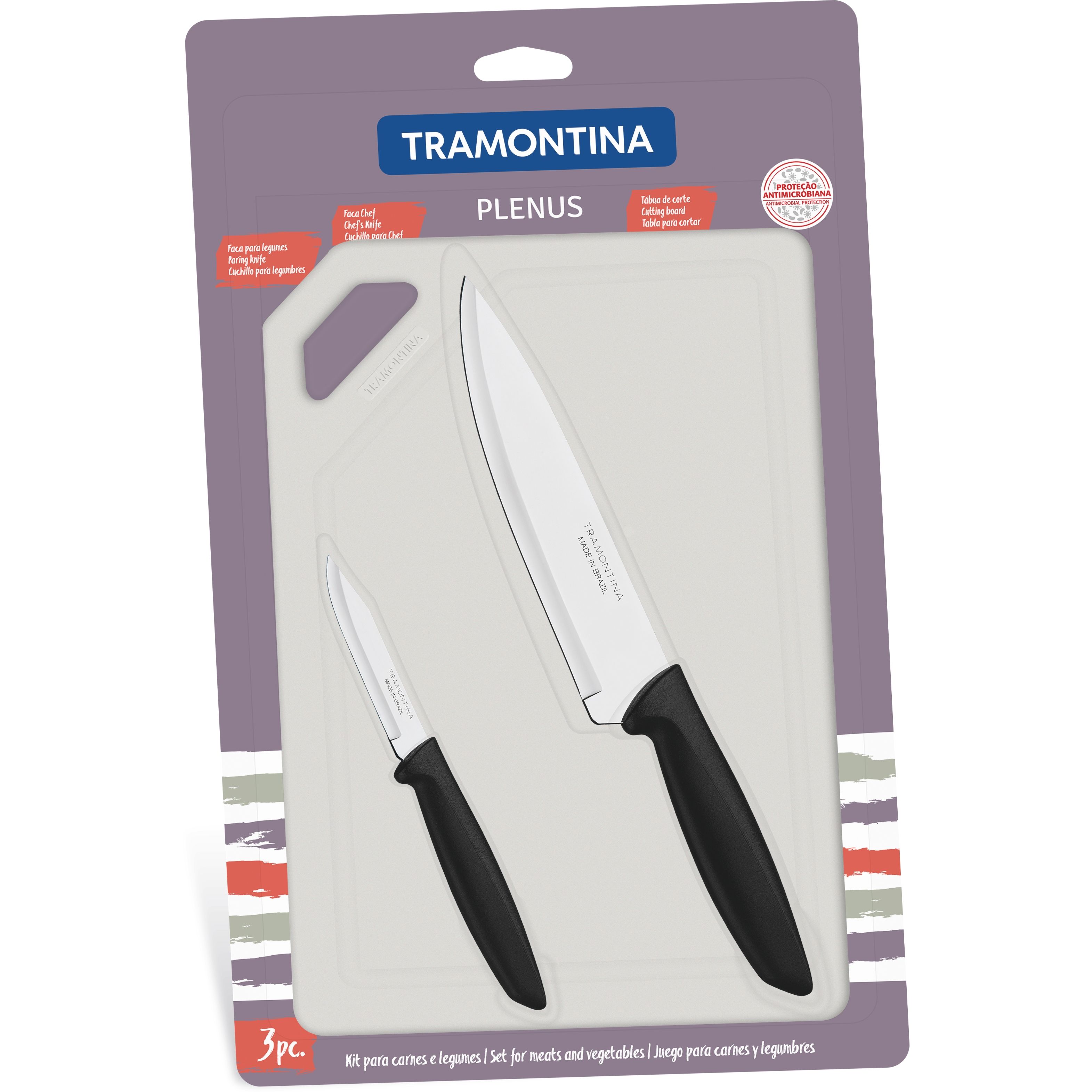 Набор ножей Tramontina Plenus black 3 шт. (23498/014) - фото 1
