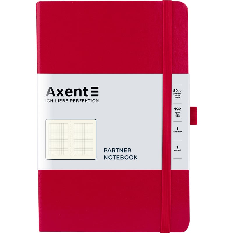 Книга записна Axent Partner A5- в клітинку 96 аркушів червона (8201-03-A) - фото 1